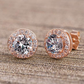 6mm Halo Cut Solitaire Diamond Earring Rose Gold Circle Earrings Womans Halo Round Silver Solitaire Stud