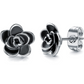 Black Rose Flower Earrings Silver Color Metal Alloy Stud Rose Earrings Rose Gold White Flower Earring