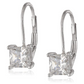 15mm 925 Sterling Silver Large Hoop Diamond Earring Stud Square Princess Cut Dangling Hanging Womens Earrings Leverback