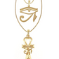 Ankh & Eye of Horus Necklace Ankh Pharaoh Egypt Necklace Simulated Diamonds Gold Color Metal Alloy Chain 24in.
