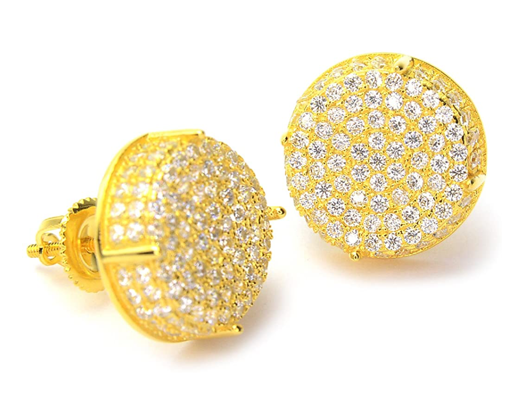 Real Gold Nugget Earrings Stud for Men in 18k gold