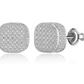 8mm 925 Sterling Silver Square Box Earring Gold Diamond Mens Hip Hop Earrings Screw Back Iced Out