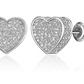 6mm Gold 925 Sterling Silver Heart Earrings Diamond Screw Back Womens Earring