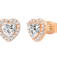 6mm Halo Cluster Heart Earrings Diamond Womens Earring Rose Gold 925 Sterling Silver