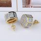 9mm Gold 925 Sterling Silver Octagonal Square Cube Earrings Hip Hop Mens Women Screw Back Earring Iced Out