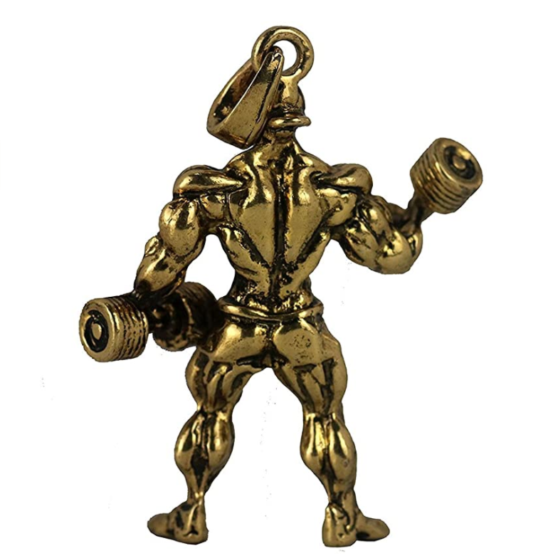 Workout Man Chain Stainless Steel Dumbbell Bodybuilding Mr. Olympia Gym Necklace Weight Plate Barbell Exercise 24in.