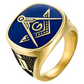 Blue & Gold Color Freemason Ring Master Mason Ring Masonic Degree Ring  Compass & Square G Regalia Jewelry