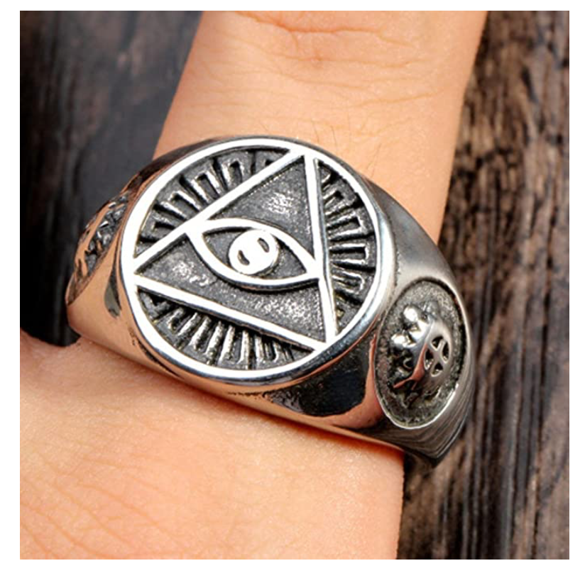 Silver Gold Color Triangle Eye of God Rings Ring Freemason Ring Masonic Pyramid Horus Ra Ring Illuminati Jewelry
