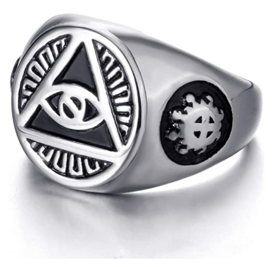 Triangle Eye of God Rings Pyramid Horus Ra Ring Freemason Ring Masonic Ring Illuminati Jewelry