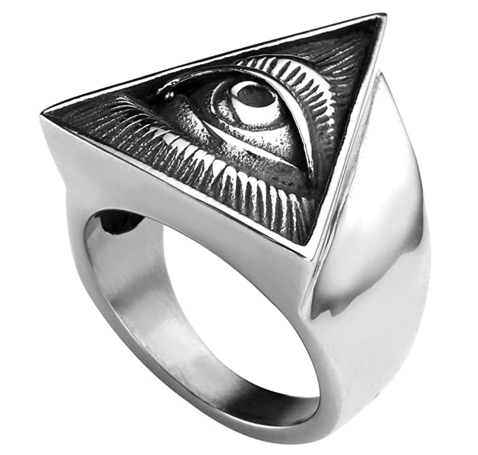 Pyramid Horus Ra Ring Triangle Eye of God Rings Freemason Masonic Ring Illuminati Jewelry