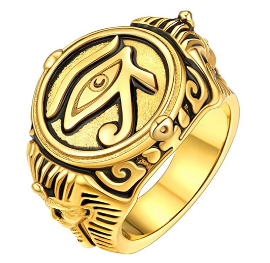 Egyptian Eye of Ra Ring Horus Ankh Cross Ring Silver Gold Stainless Steel Ring African Jewelry