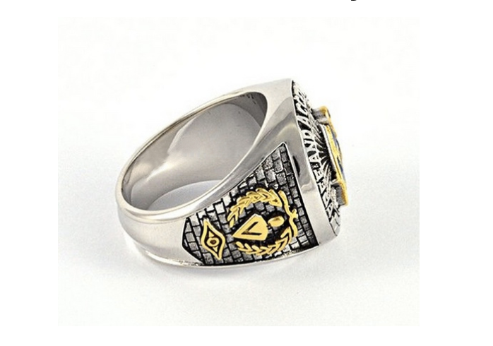 Blue Lodge Freemason Ring Master Mason Ring Masonic Ring Gold Silver Color Compass & Square G Regalia Stainless Steel Jewelry