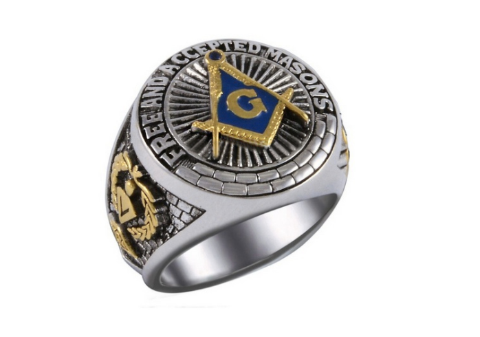 Blue Lodge Freemason Ring Master Mason Ring Masonic Ring Gold Silver Color Compass & Square G Regalia Stainless Steel Jewelry