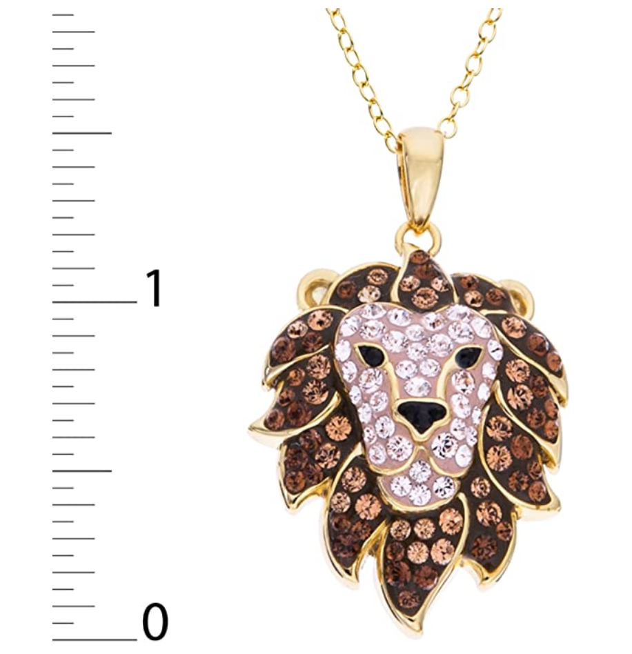 Lion Head Necklace Hebrew African Lion Leo Jewelry Gold 925 Sterling Silver Judah Lion Chain 18in.