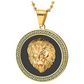 Lion Medallion Necklace African Lion Head Chain Simulated Diamond Judah Lion Leo Jewelry Hebrew Roaring Gold Silver Color Metal Alloy Lion Chain 30in.