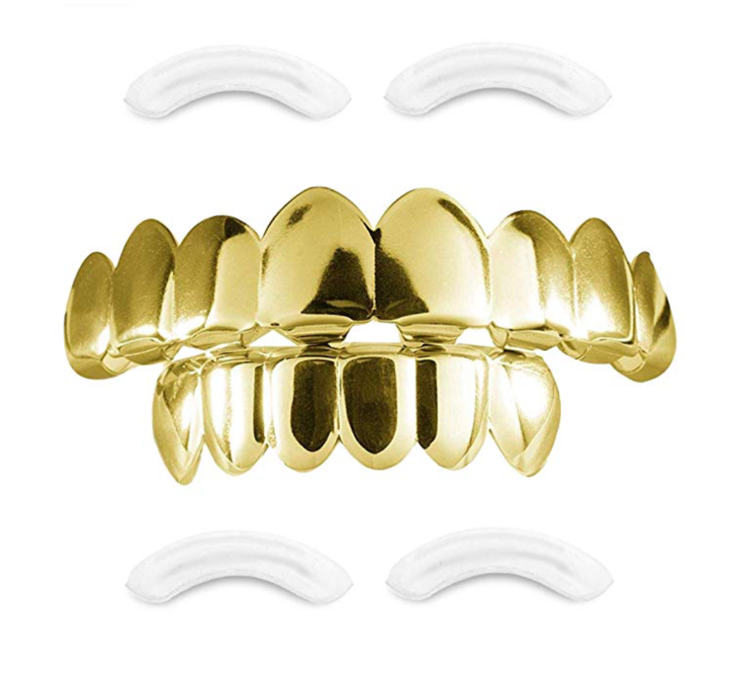 Silver Tone Grillz Dental Grills Hip Hop Grillz Set Rapper Jewelry Grillz Gold Color Caps Grillz Mold Kit