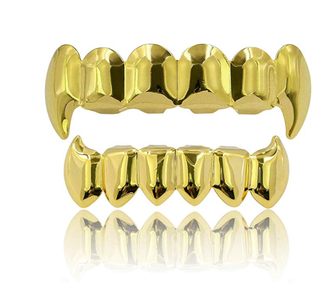 Silver Tone Fang Grillz Hip Hop Dental Grills Jewelry Rapper Grillz Gold Color Joker Vampire Fang Teeth Mold Kit