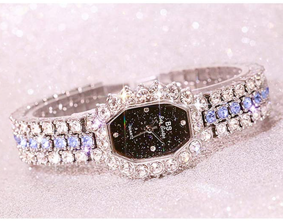 Elegant Womens Watch Rose Gold Simulated Diamond Watch Vintage Luxury Jewelry Silver Bling Lady Watch
