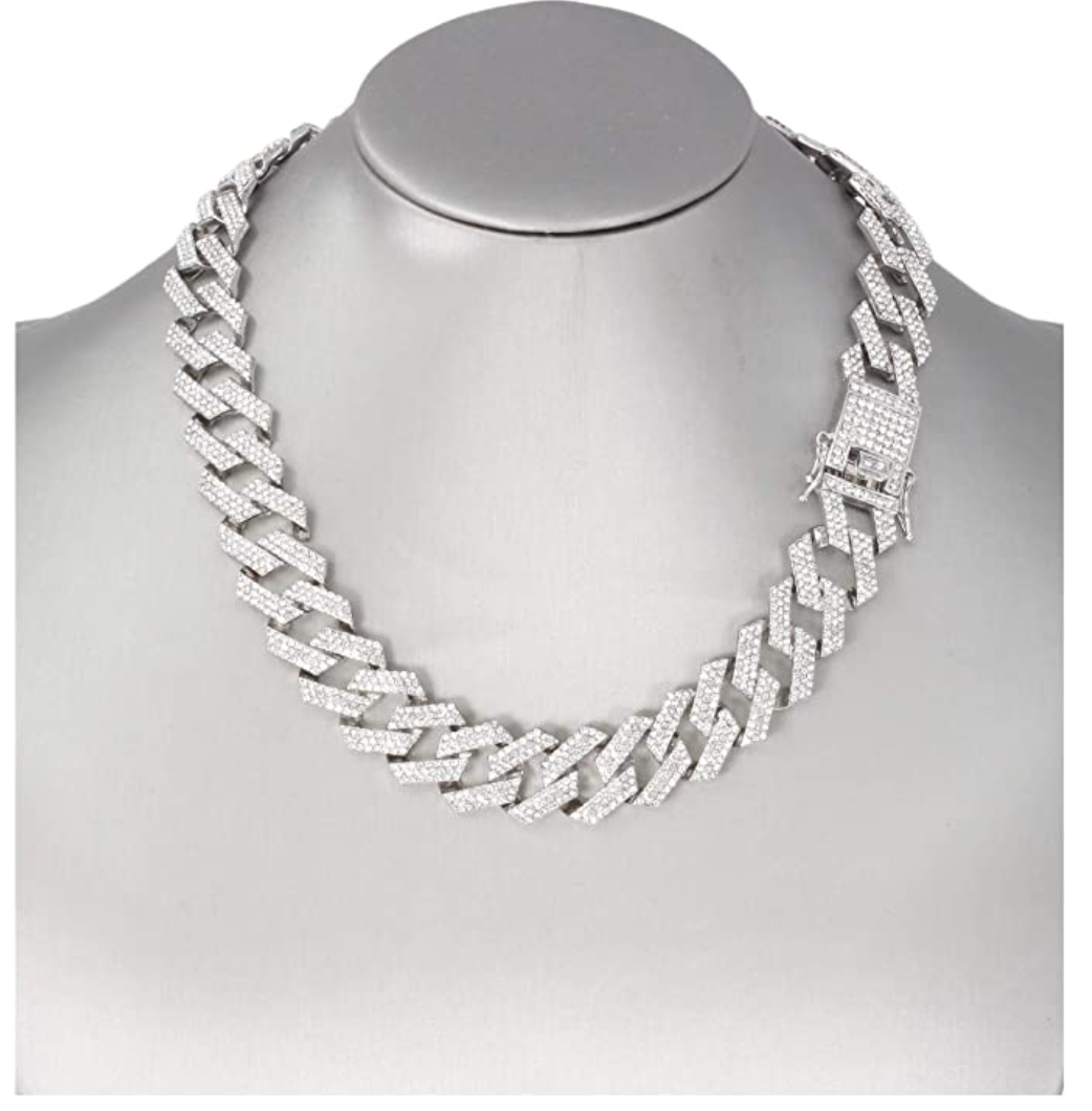 Miami Cuban Link Chain Necklace Bust Down Simulated Diamond Necklace R –  Gold Diamond Shop