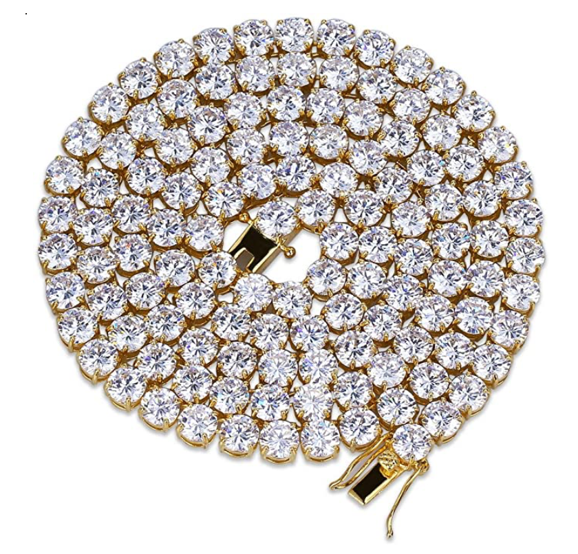 6mm Tennis Chain Stud Diamond Tennis Necklace Men Hip Hop Jewelry Chain Prong Set Gold Silver Metal Alloy 16 - 30in.
