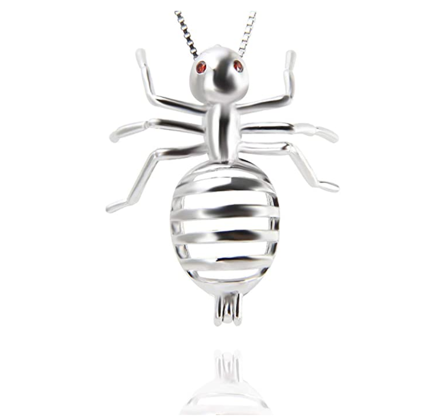 925 Sterling Silver Ant Pendant Necklace Ant Jewelry Insect Bug Chain Birthday Gift 18in.