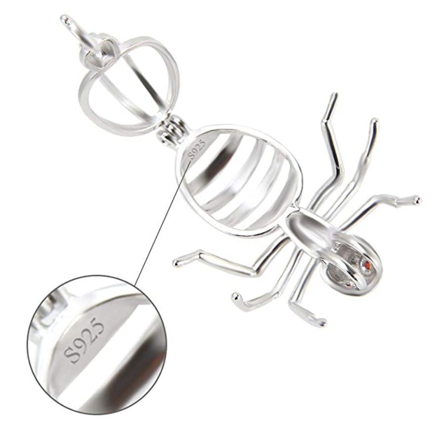 925 Sterling Silver Ant Pendant Necklace Ant Jewelry Insect Bug Chain Birthday Gift 18in.