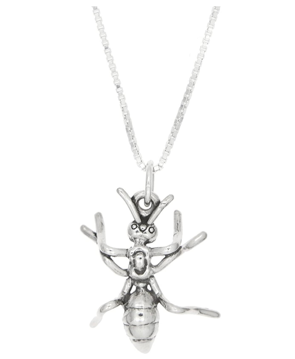 925 Sterling Silver Ant Pendant Necklace Ant Jewelry Insect Bug Chain Birthday Gift 18in.