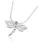 925 Sterling Silver Dragonfly Necklace Blue Opal Simulated Dragonfly Jewelry Pendant Chain Birthday Gift 22in.