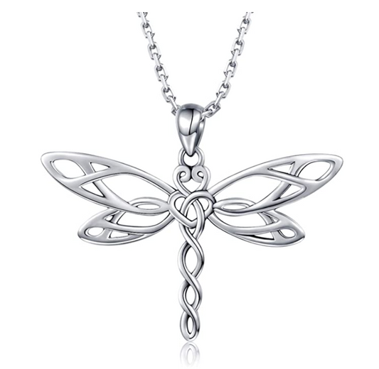 925 Sterling Silver Dragonfly Necklace Heart Dragonfly Jewelry Pendant Chain Birthday Gift Rose Gold Silver Color 22in.