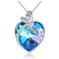 925 Sterling Silver Heart Dragonfly Pendant Blue Simulated Diamond Necklace Dragonfly Jewelry Chain Birthday Gift 20in.