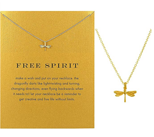 Gold Tone Dragonfly Pendant Necklace Dragonfly Jewelry Chain Birthday Gift 18in.