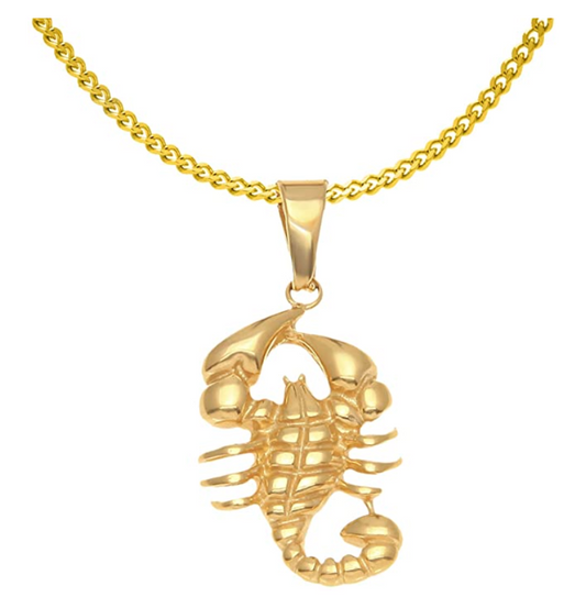 Scorpio Necklace Scorpion Jewelry Zodiac Pendant Chain Birthday Gift Gold Color 24in.