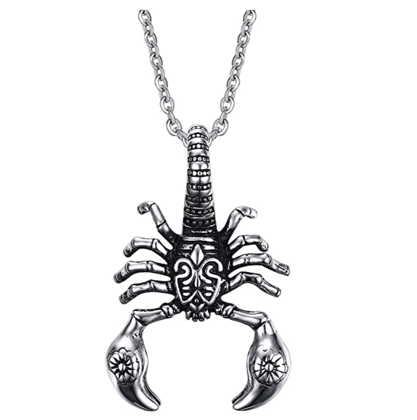 The Scorpion King Necklace Scorpio Pendant Jewelry Zodiac Chain Birthday Gift Silver Color 24in.