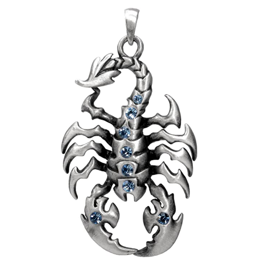 Blue Scorpion Pendant Scorpio Jewelry Zodiac Chain Birthday Gift Silver Color