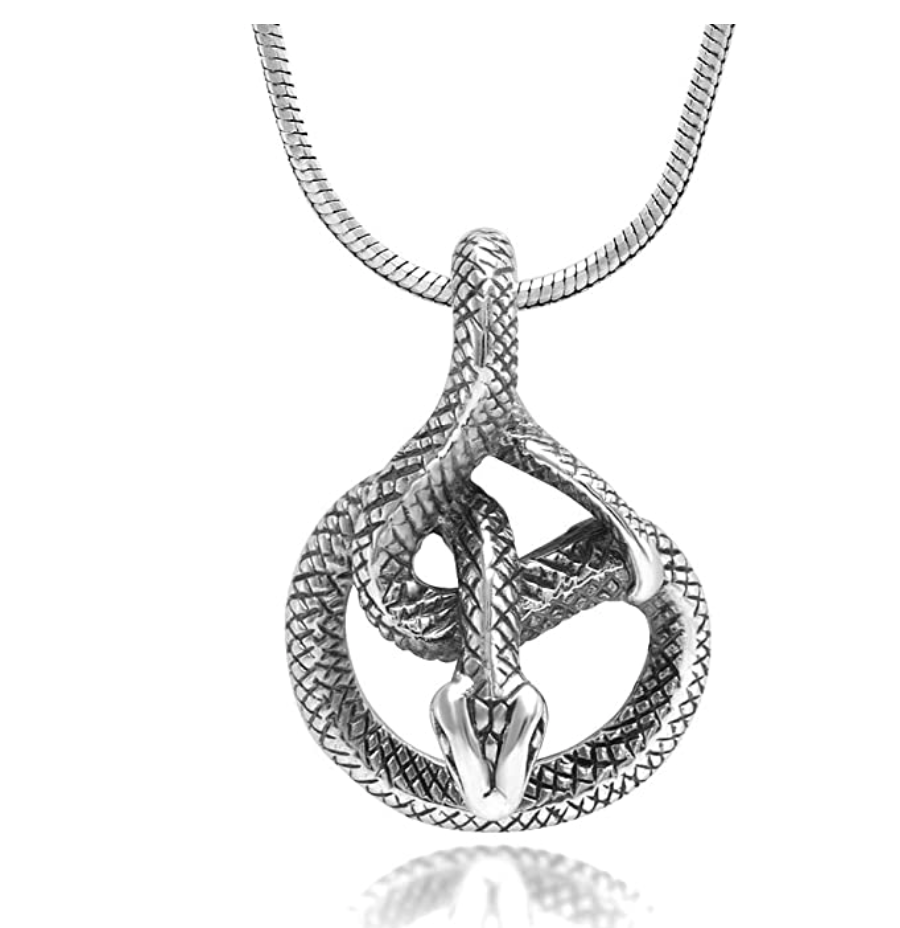 Hanging Snake Necklace Cobra Snake Jewelry Coil Serpent Chain Birthday Gift 925 Sterling Silver 18in.