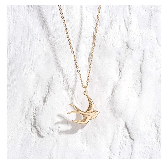 Gold Tone Dove Necklace Pendant Flying Dove Jewelry Bird Sitting Chain Birthday Gift 20in.