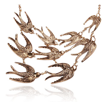 Flying Bird Collar Necklace Pendant Bird Jewelry Bird Bib Chain Birthday Gift 18in.