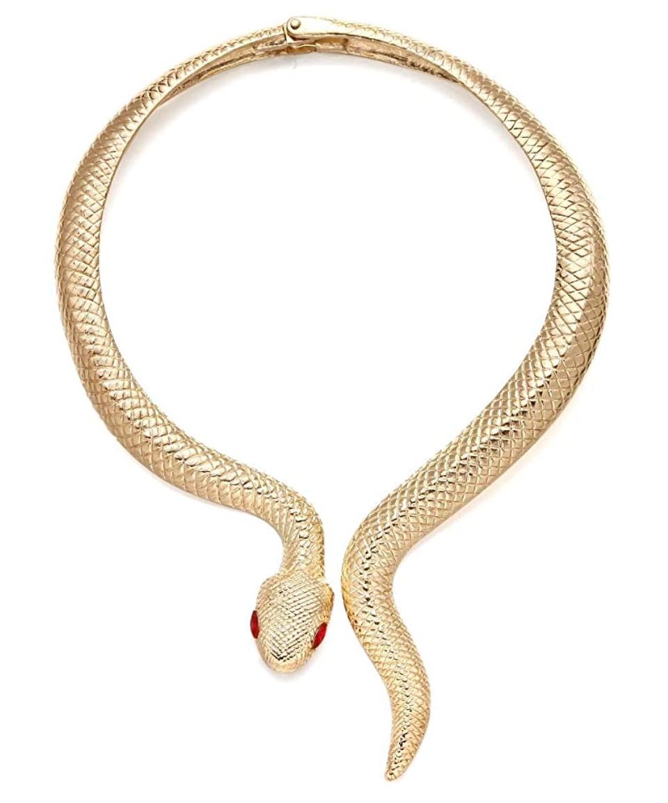 Curved Snake Collar Necklace Snake Jewelry Serpent Chain Silver Gold Color Birthday Gift 9in.