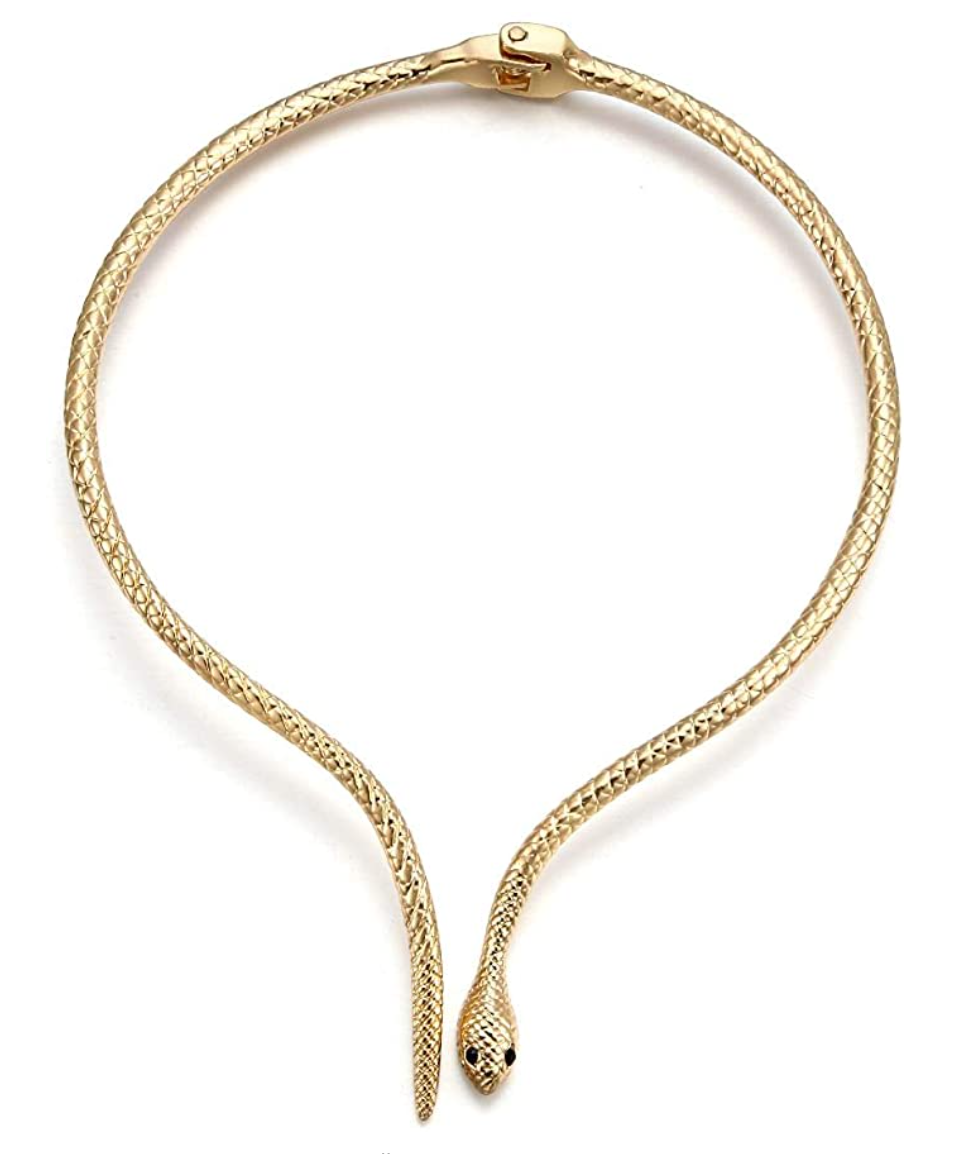 Curved Snake Collar Necklace Snake Jewelry Serpent Chain Silver Gold Color Birthday Gift 9in.