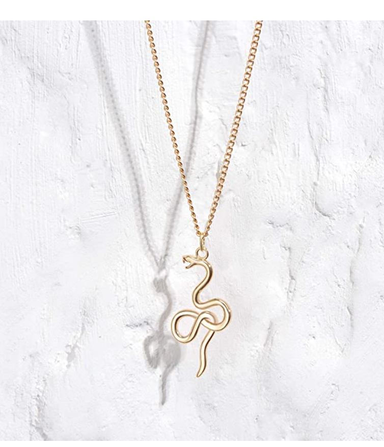 Gold Tone Snake Necklace Snake Jewelry Pendant Serpent Chain Birthday Gift 20in.