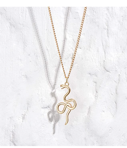 Gold Tone Snake Necklace Snake Jewelry Pendant Serpent Chain Birthday Gift 20in.