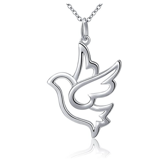 Dove Necklace Pendant Dove Jewelry Bird Chain Birthday Gift 925 Sterling Silver 18in.