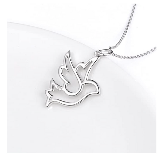 Dove Necklace Pendant Dove Jewelry Bird Chain Birthday Gift 925 Sterling Silver 18in.