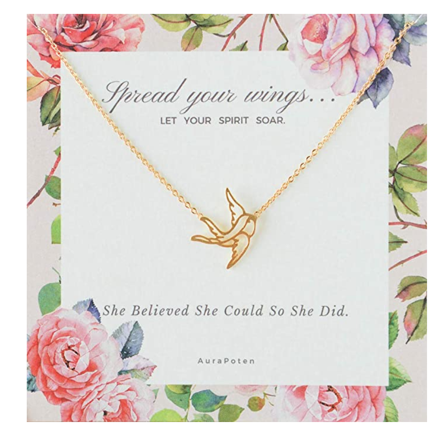 Flying Bird Necklace Pendant Bird Jewelry Bird Chain Birthday Gift Gold Silver Color 18in.