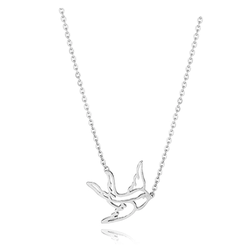 Flying Bird Necklace Pendant Bird Jewelry Bird Chain Birthday Gift Gold Silver Color 18in.