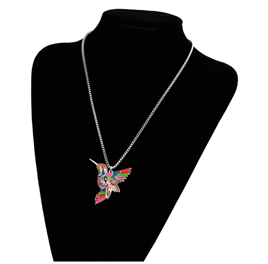 Hummingbird Necklace Pendant Humming Bird Jewelry Bird Stainless Steel Chain Birthday Gift 16in.