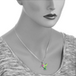 Pink & Green Hummingbird Necklace Pendant Hummingbird Jewelry Bird Chain Birthday Gift 18in.