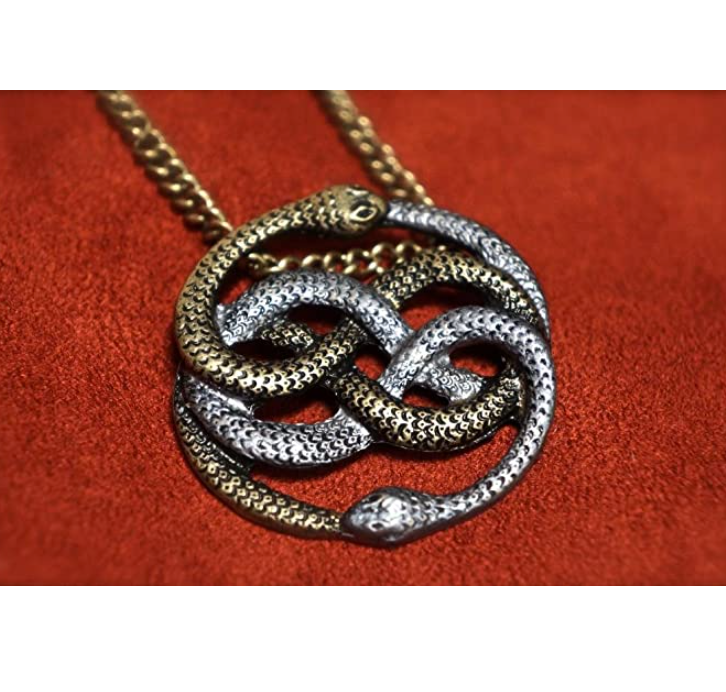 Atreyu's Pendant Snake Necklace Auryn Snake Jewelry Neverending Story Serpent Chain Birthday Gift Silver Gold Tone 20in.