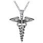 Caduceus Necklace Snake Jewelry Medical Symbol Chain Birthday Gift Nurse Doctor Gold Silver Stainless Steel 24in.