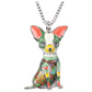 Chihuahua Necklace Doggy Chihuahua Pendant Jewelry Love Dog Chain Birthday Gift Silver Stainless Steel 18in.